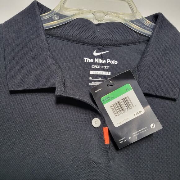 NWT Nike Woman’s Cropped Golf Polo Black Dri-fit Size XL Loose Fit DC3426-010 - Picture 4 of 13